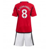 Manchester United Bruno Fernandes #8 Domáci Detský futbalový dres 2023-24 Krátky Rukáv (+ trenírky)